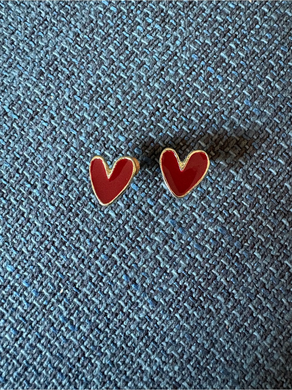 Red Heart Enamel Stud Earrings - Women Jewelry